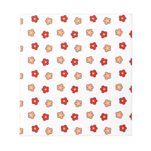 Vornehmes rosa rotes Blumenmuster weißer Hintergru Notizblock