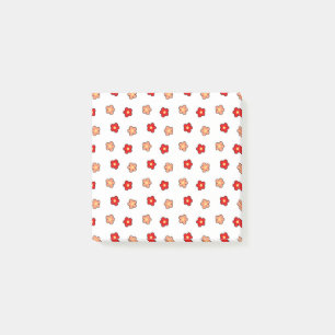 Vornehmes rosa rotes Blumenmuster weißer Hintergru Post-it Klebezettel