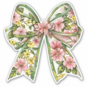 Vornehmes rosa und grünes florales Band Aufkleber