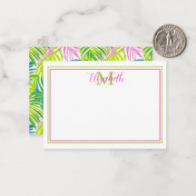 Vornehmes rosa und grünes Palmwedel-Monogramm