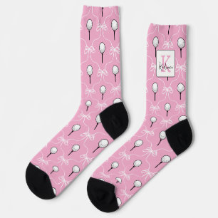 Vornehmes Rosa Weißes Schleifen Golf Muster Monogr Socken