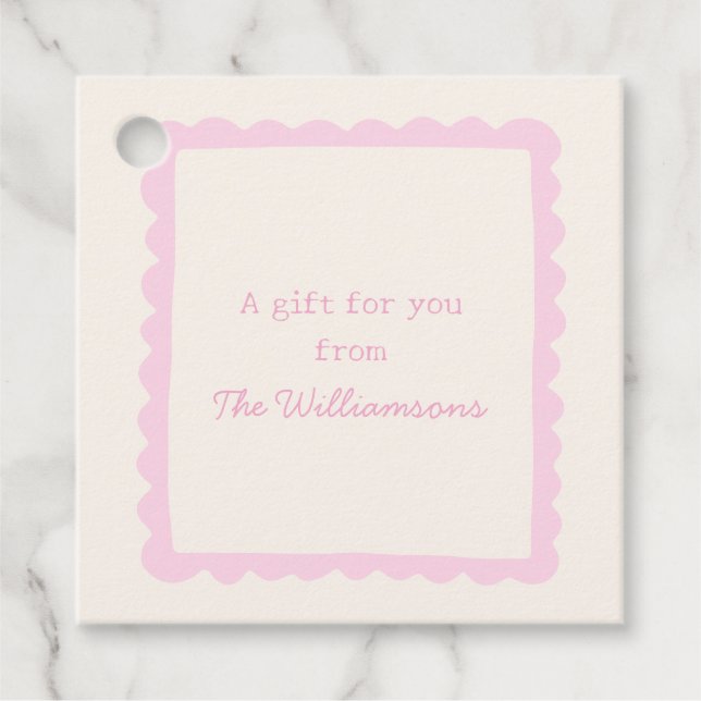 Vornehmes Rosa Whimsical-Rand Geschenk von Geschenkanhänger (Vorderseite)