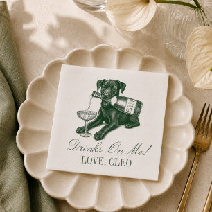 Vornehmes Sage-Grün Labrador Champagner-Hochzeit Serviette