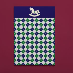 Vornehmes Schaukelpferd Argyle 1. Geburtstag Seidenpapier
