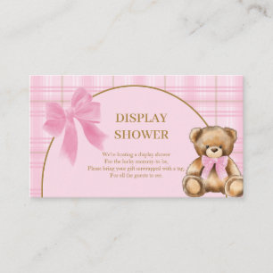 Vornehmes Teddybär-rosa-Karo-Anzeige-Duschkarte Begleitkarte