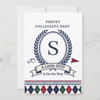Vornehmes Universitätsmonogramm | Babyparty Einladung