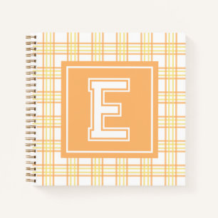 Vorpompersche Karo-Varsity-Monogramm Orange Gelb Q Notizbuch