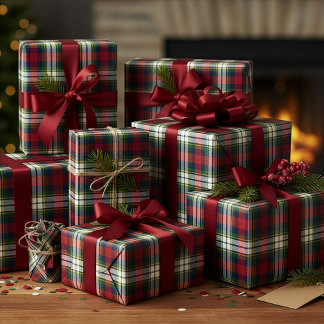 Vorpompersches Weihnachts-Karopapier Geschenkpapier
