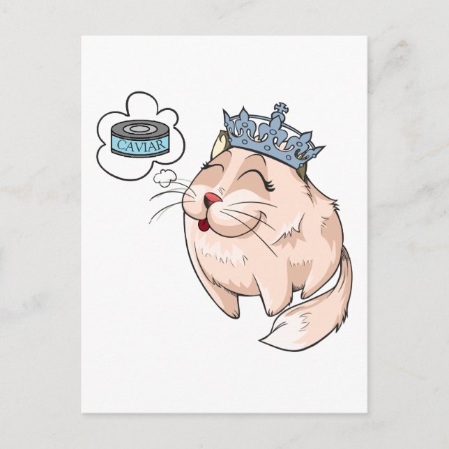 Vorreiche Katze träumt von Kaviar Postkarte (Vorderseite)