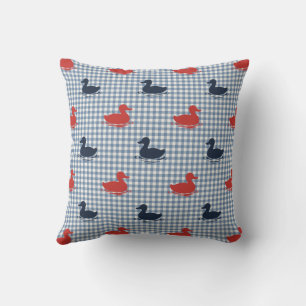 Vorreiter-Jungen Ente & Gingham Navy Rot Rauchblau Kissen