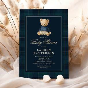 Vorreiter-Tartan-Polo-Bär-Baby-Party Einladung