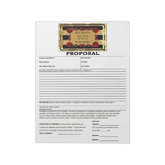 Vorschlag für die Rose von Black Gold Gem Notizblock (Rotiert)