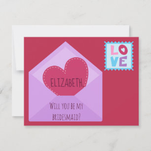 Vorschlag für ein niedliches Herzthema Bridesmaid Einladung