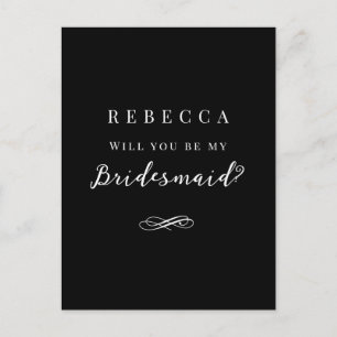 Vorschlag für eine einfache schwarze Bridesmaid Postkarte