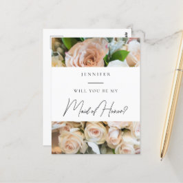 Vorschlag für eine elegante Trauzeugin mit Blumen Postkarte
