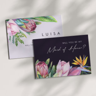 Vorschlag für eine Lila tropische Trauzeugin Einladung