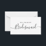Vorschlag für eine Minimalistische Schwarz-Weiß-Br Mitteilungskarte<br><div class="desc">Vorschlag für eine Minimalistische moderne Schwarz-Weiß-Kalligrafie Bridesmaid. Brautparty Vorschlagskarte und Einladung. Features trendigen und stilvollen Skript-Schriftart.</div>