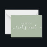 Vorschlag für eine Minimalistische Seite Mitteilungskarte<br><div class="desc">Minimalistischer Vorschlag für eine Grüne Schriftzeiche Bridesmaid im modernen Alter. Brautparty Vorschlagskarte und Einladung. Mit einem modernen und stilvollen Script-Schriftart und einer pastellgrünen Farbe.</div>
