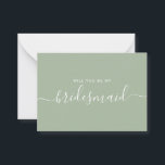 Vorschlag für eine Minimalistische Seite Mitteilungskarte<br><div class="desc">Minimalistischer Vorschlag für eine Grüne Schriftzeiche Bridesmaid im modernen Alter. Brautparty Vorschlagskarte und Einladung. Mit einem modernen und stilvollen Script-Schriftart und einer pastellgrünen Farbe.</div>