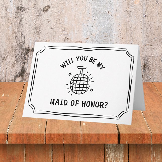 Vorschlag für eine Trauzeugin des Disco-Balls | Sp Karte (Shine bright with this chic disco ball maid of honor proposal card a glitzy way to pop the question.)