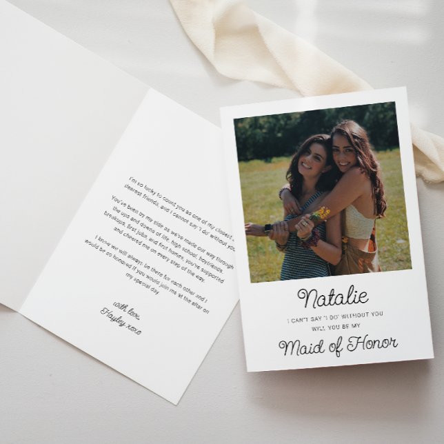 Vorschlag für eine Trauzeugin des Fotos Karte (Maid of Honor Proposal Card Photo)