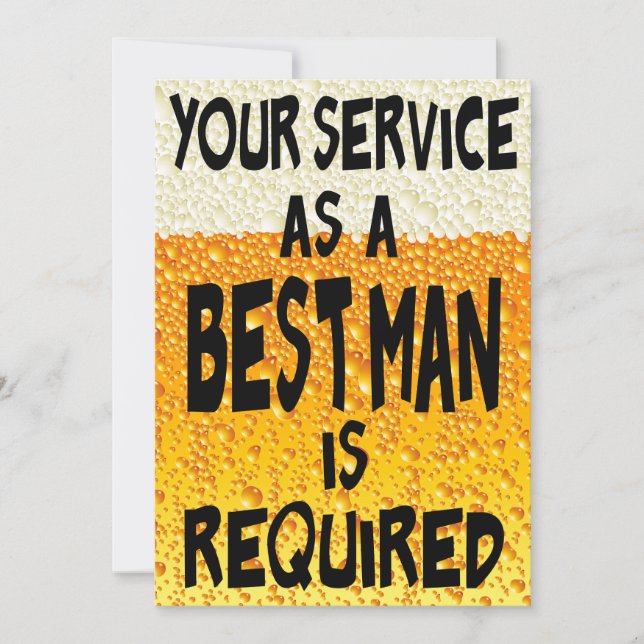 Vorschlag für einen Funny Trauzeuge Beer Einladung (Vorderseite)