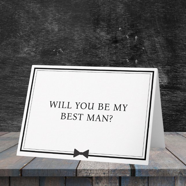 Vorschlag für einen klassischen Bowtie Black and W Karte (Propose to your best man with this classic black-and-white card featuring a sleek bowtie design.)