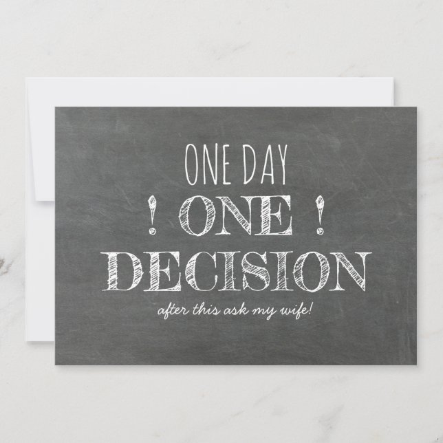 Vorschlag für einen lustigen Trauzeuge oder Trauze Einladung (Vorderseite)