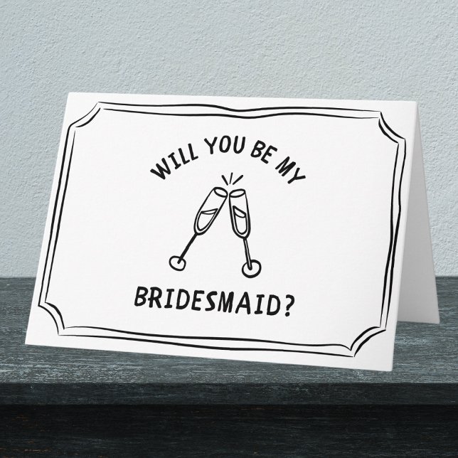 Vorschlag für einen Whimsiksekt Toast Bridesmaid Karte (op the question to your bridesmaids with this chic champagne-themed proposal card.)