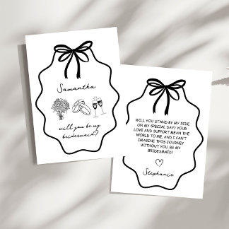 Vorschlag für Handgezeichnete Bow Floral Bridesmai Einladung