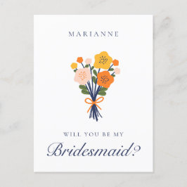 Vorschlag für Retro-Floral-Bridesmaid Postkarte