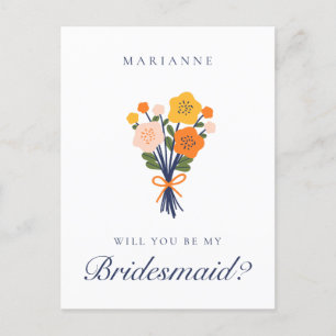 Vorschlag für Retro-Floral-Bridesmaid Postkarte