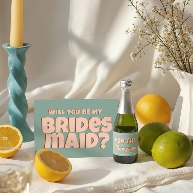 Vorschlag für Retro Pink & Blue Funny Bridesmaid Einladung (Von Creator hochgeladen)