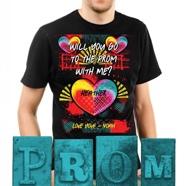 Vorschlag gehen Sie zum Prom T-Shirt (Prom Dance Unique Promposal shirt in graffiti style. Personalized with names and message. )