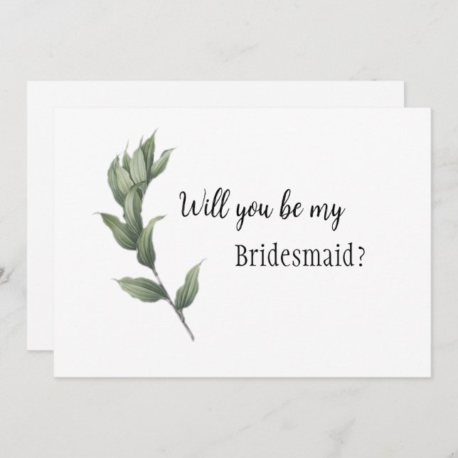 Vorschlag "Simple Greenery Bridesmaid" Einladung (Vorne/Hinten)