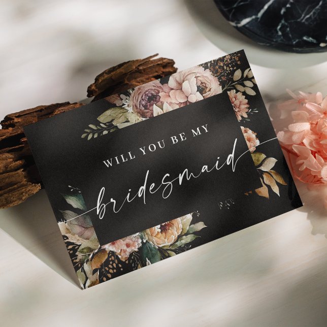 Vorschlag von Boho Fall Bridesmaid. Schwarzer Herb Postkarte (Von Creator hochgeladen)