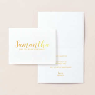Vorschlag von Bridesmaid   Modernes Script Gold Folienkarte