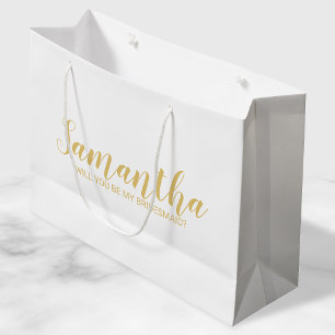 Vorschlag von Bridesmaid Modernes Script Gold Große Geschenktüte