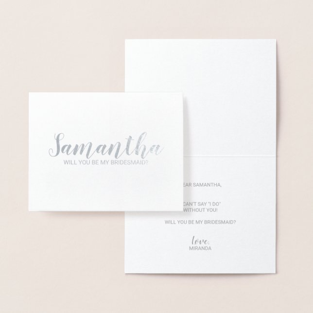 Vorschlag von Bridesmaid | Modernes Script Silver Folienkarte (Anzeige)