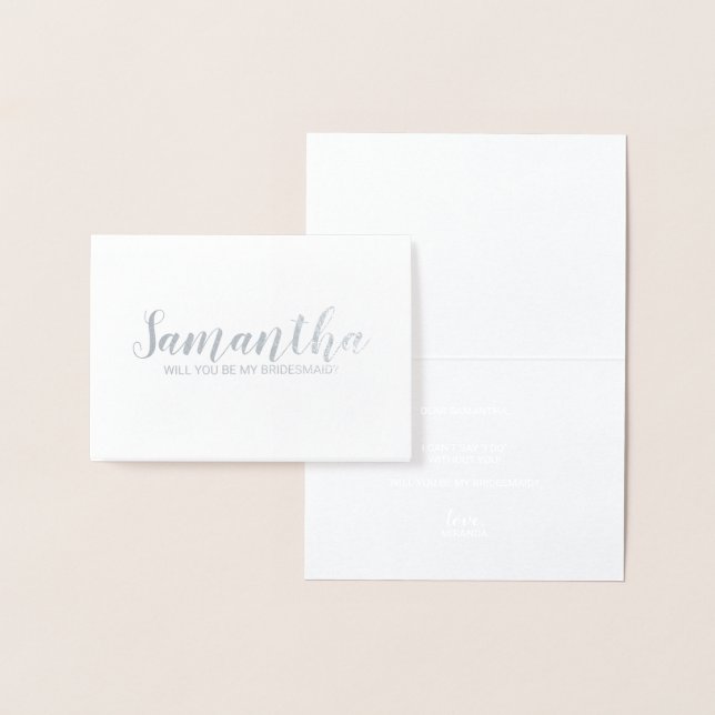 Vorschlag von Bridesmaid | Personalisierter Name S Folienkarte (Anzeige)