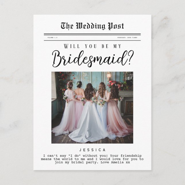 Vorschlag von Bridesmaid, Zollzeitung Postkarte (Vorderseite)