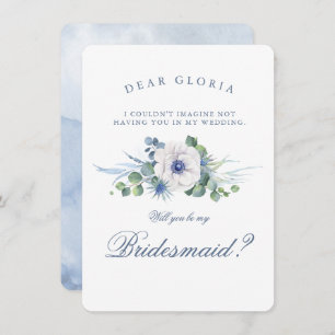 Vorschlag von Dusty Blue Floral Greenery Bridesmai Einladung
