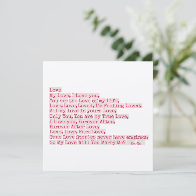 Vorschlag/Wird ich von U heiraten? (Stehend Vorderseite)