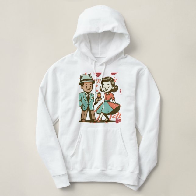 "Vorschlag zum Vintagen Valentinstag" Hoodie (Design vorne)