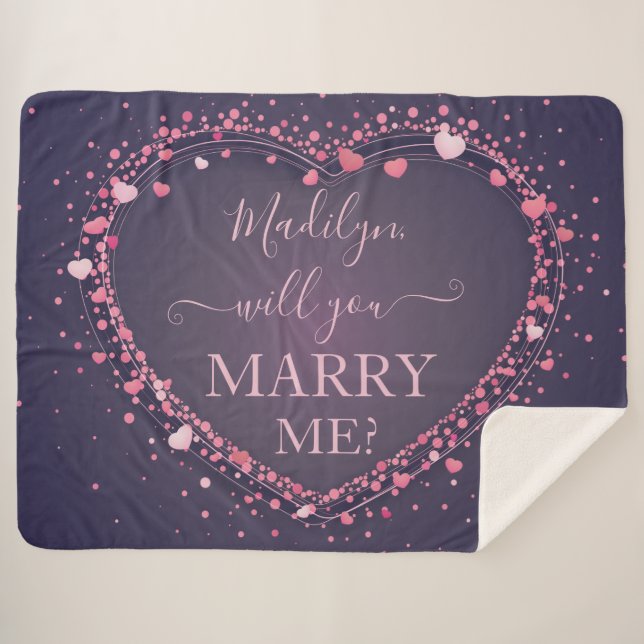Vorschlag zur Heirat mit leuchtenden rosa Herzen Sherpadecke (Vorderseite (Horizontal))