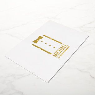 Vorschlag zur Krawatte von Gold Bow Personalisiert Folieneinladung