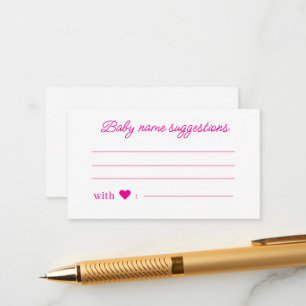 Vorschläge für Babynamen, rosa minimalistischer Ba Begleitkarte