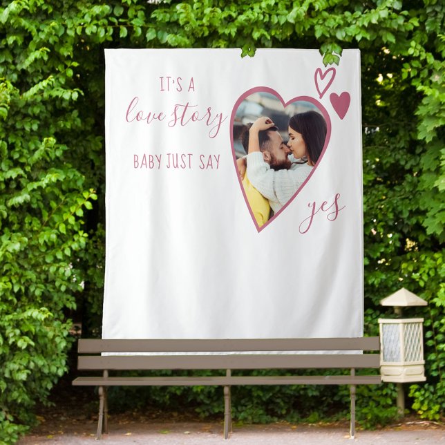 Vorschlagen Herz Foto Liebe Story Say Yes Pink Scr Wandteppich (Von Creator hochgeladen)