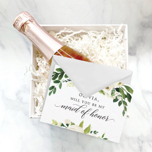 Vorschlagskarte für die Trauzeugin "Weiße Rosen" Postkarte
