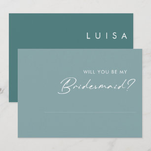 Vorschlagskarte für Dusty Boho Blue und Green Brid Einladung